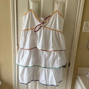 English Factory 100% cotton fully lined color block wave trim 3 tiered dress.NWT
